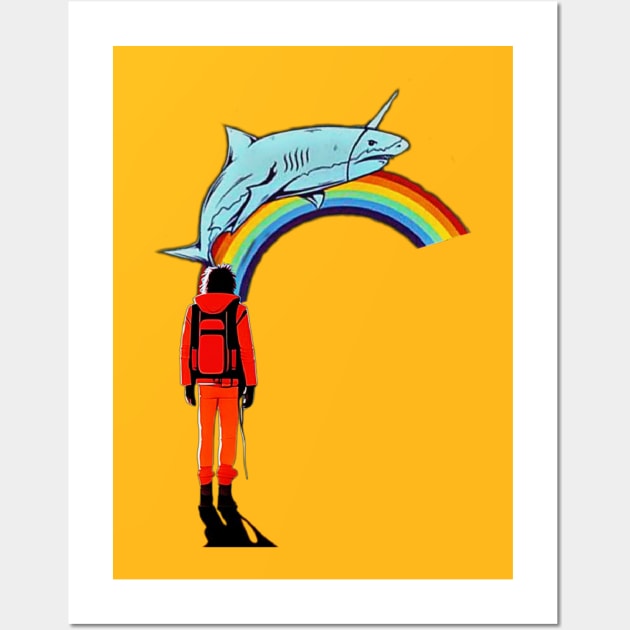 hitchhikers guide : rainbow and big fish design Wall Art by hot_issue